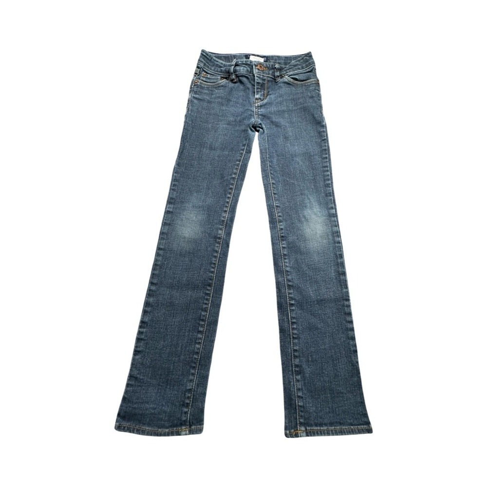Levi's Jeans Girls 7 Blue Slim Straight Fit Adjustable Waist Dark‎ Wash Denim